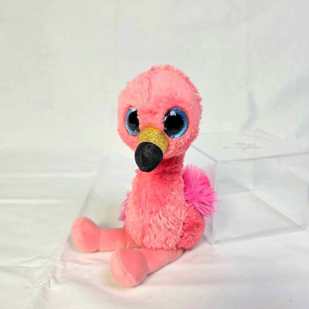 TY Beanie Boo Gilda the Flamingo Plush Pink Blue Eyes